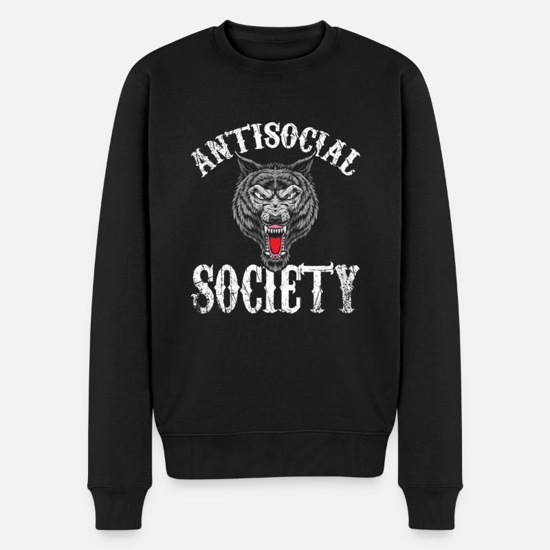 Antisoziale Gesellschaft - Männer Premium Bio Pullover - Schwarz