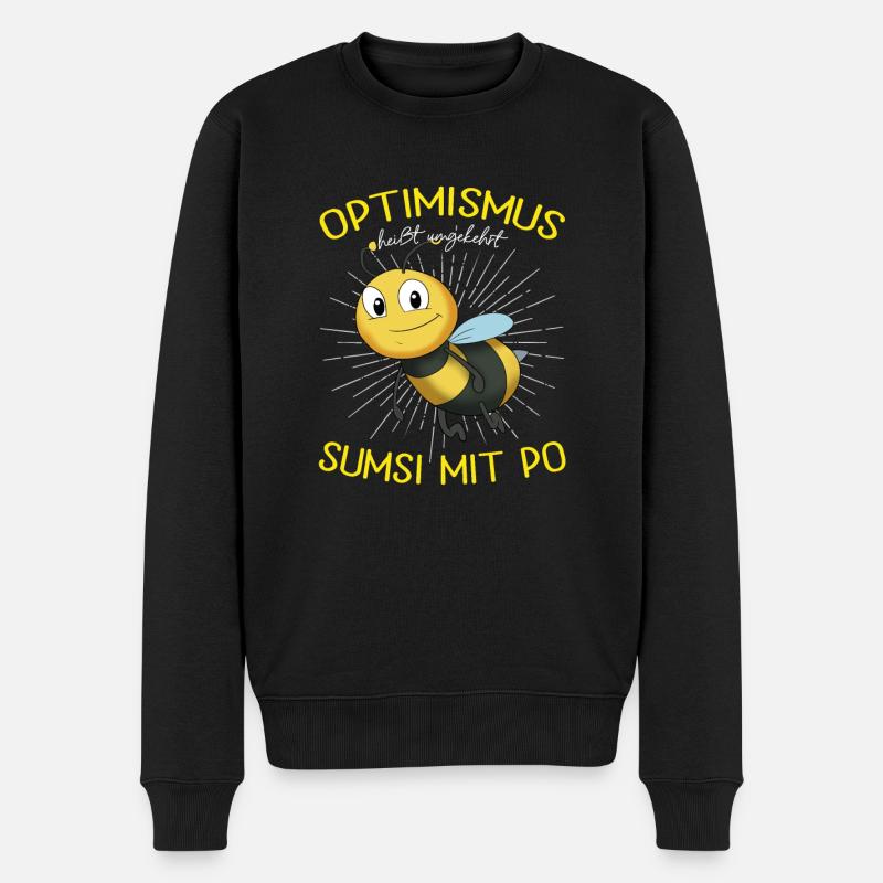 Sumsi Mit Po Optimismus Rückwärts lustiges Spruch - Männer Premium Bio Pullover - Schwarz