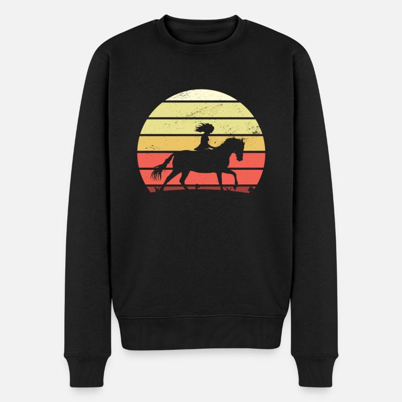 Rétro fille cheval - Pull Premium bio Homme - noir