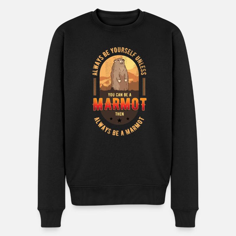 marmot, marmot squirrel, animal, - Männer Premium Bio Pullover - Schwarz