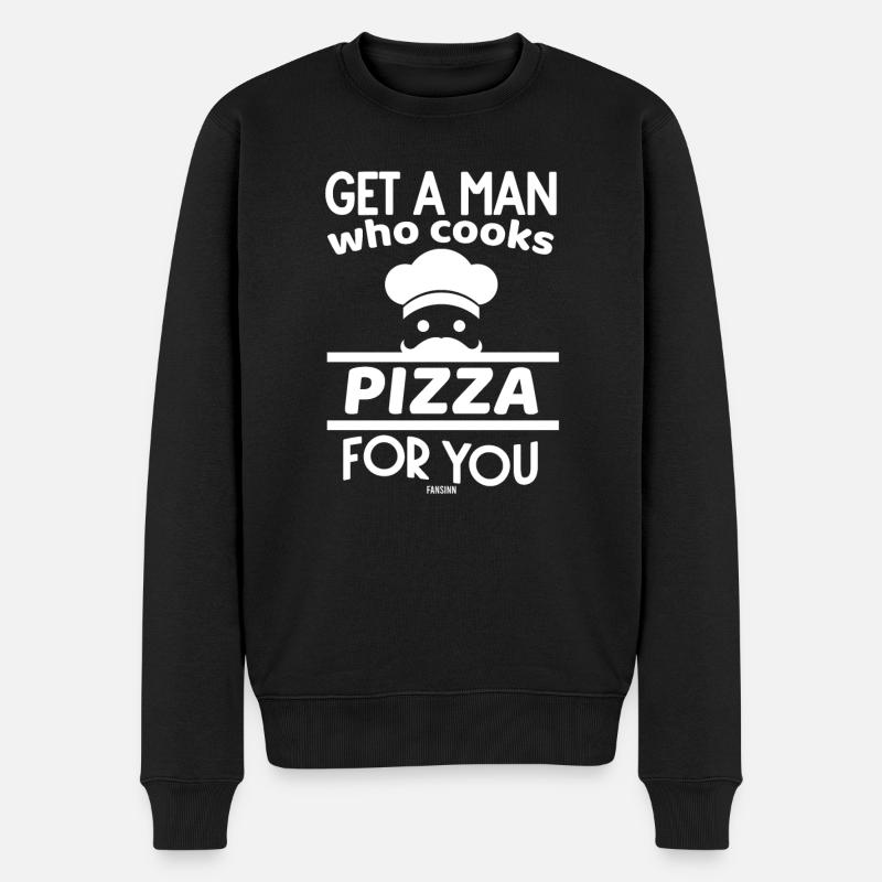 Pizzeria Pizzabäcker Spruch - Männer Premium Bio Pullover - Schwarz