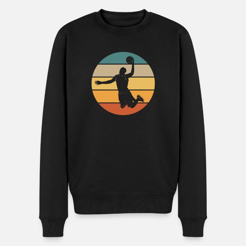 Retro Basketball Streetball - Männer Premium Bio Pullover - Schwarz