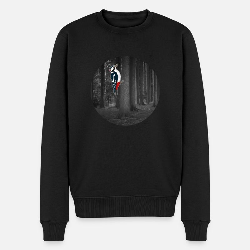 Specht Grafik Design T-Shirt Geschenk - Männer Premium Bio Pullover - Schwarz