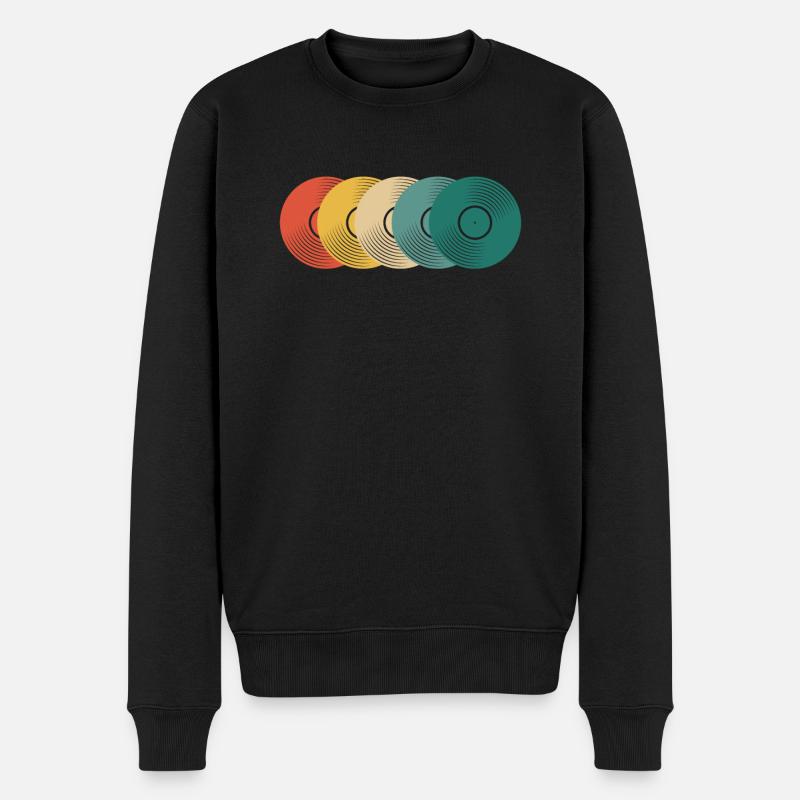 Retro Vinyl Schallplatte Plattensammler - Männer Premium Bio Pullover - Schwarz