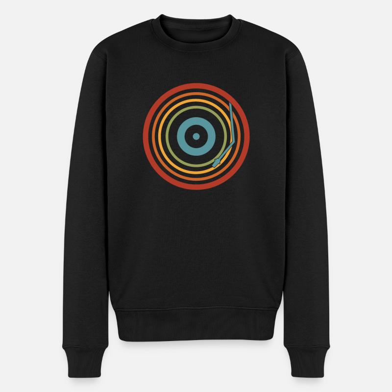 Rétro Vinyle Collectionneur de disques - Pull Premium bio Homme - noir