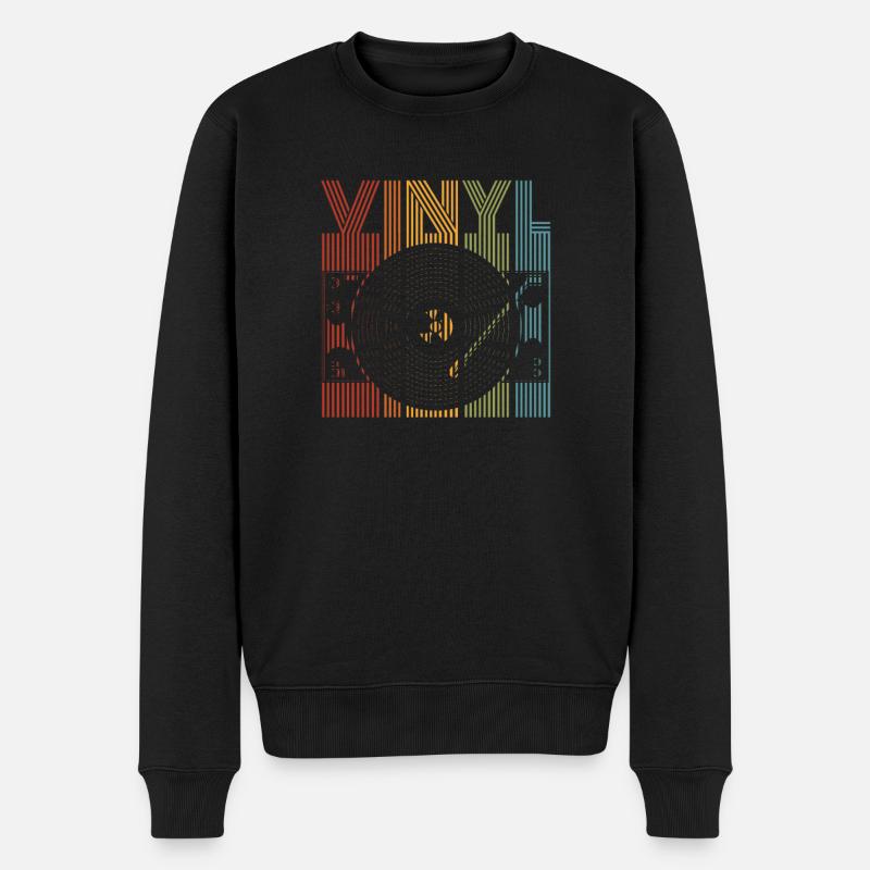 Rétro Vinyle Collectionneur de disques - Pull Premium bio Homme - noir