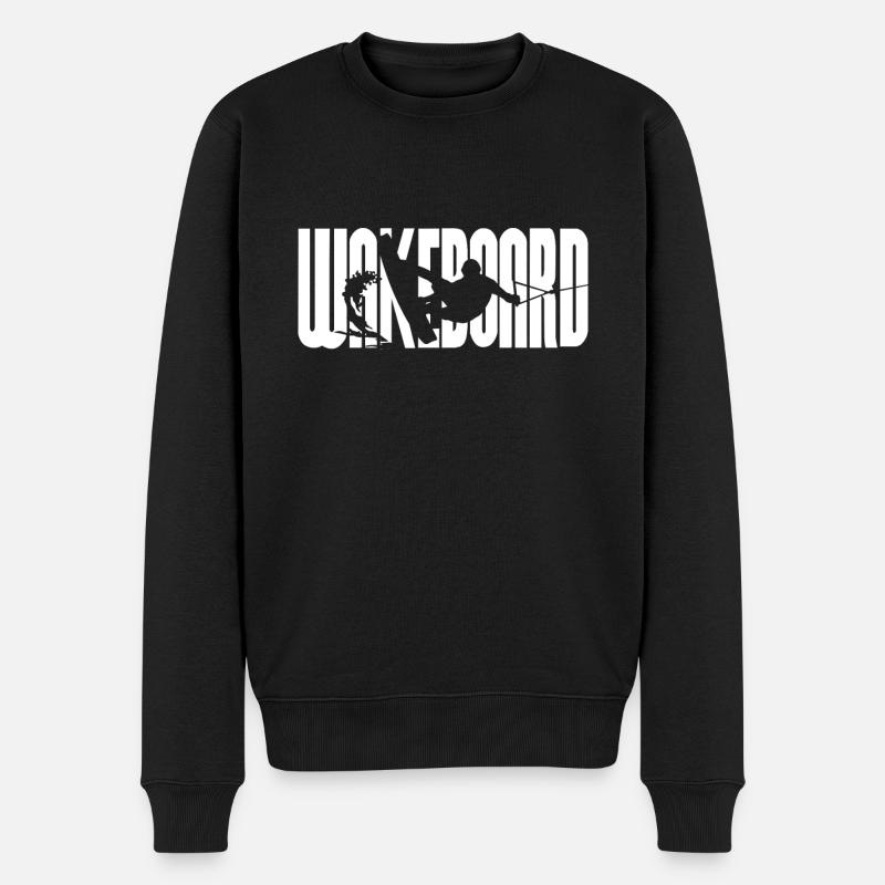 Retro Wakeboard Silhouette Wakeboarder Wakeboard - Männer Premium Bio Pullover - Schwarz