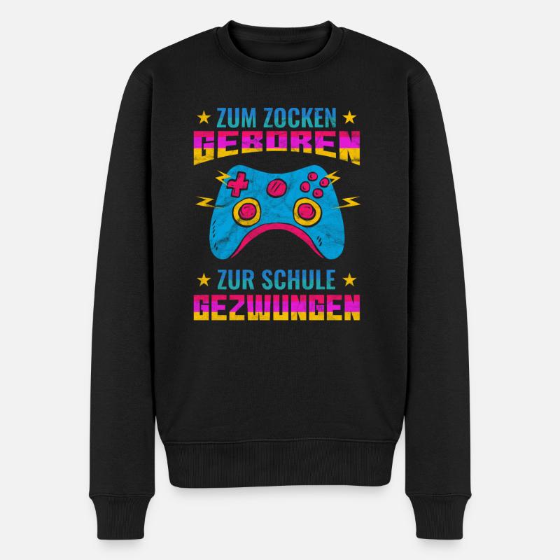 Gaming Gamer Zocker Schule Schüler Spruch - Männer Premium Bio Pullover - Schwarz