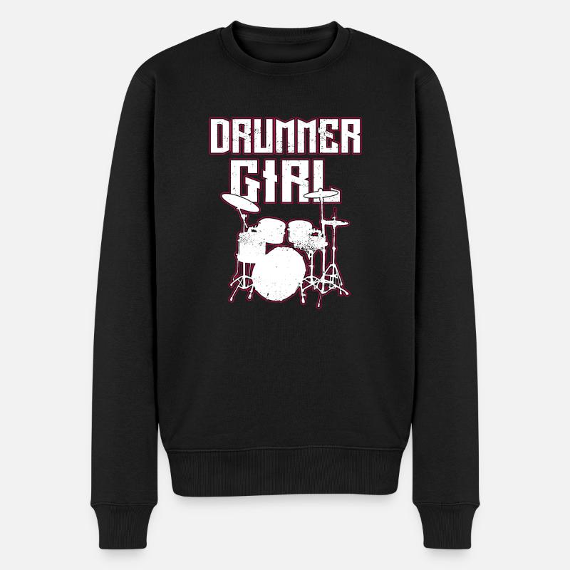 drummer girl tenue de batterie pour percussion - Pull Premium bio Homme - noir