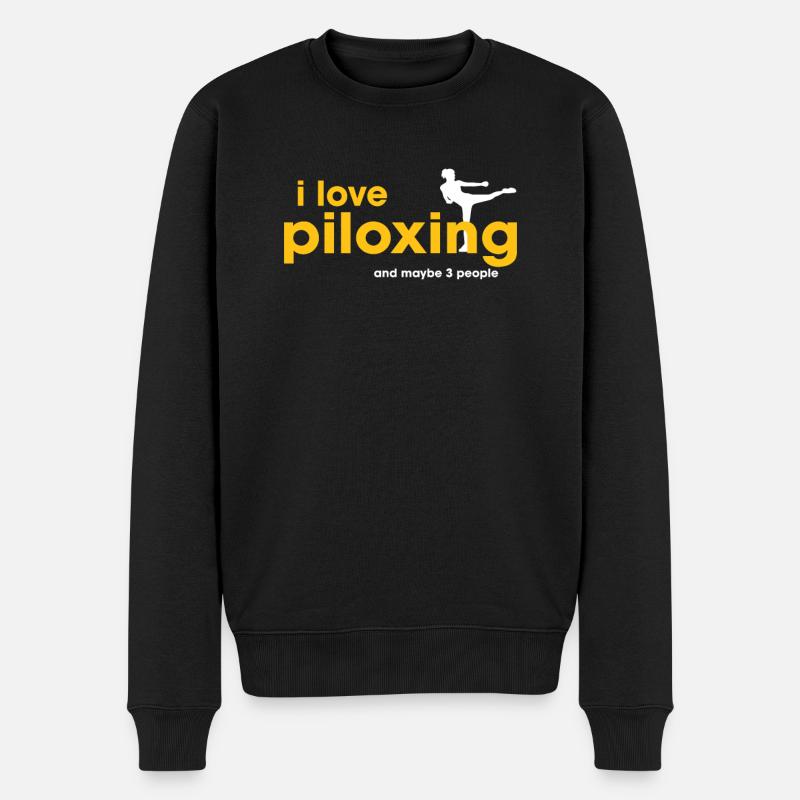 I Love Piloxing - Männer Premium Bio Pullover - Schwarz