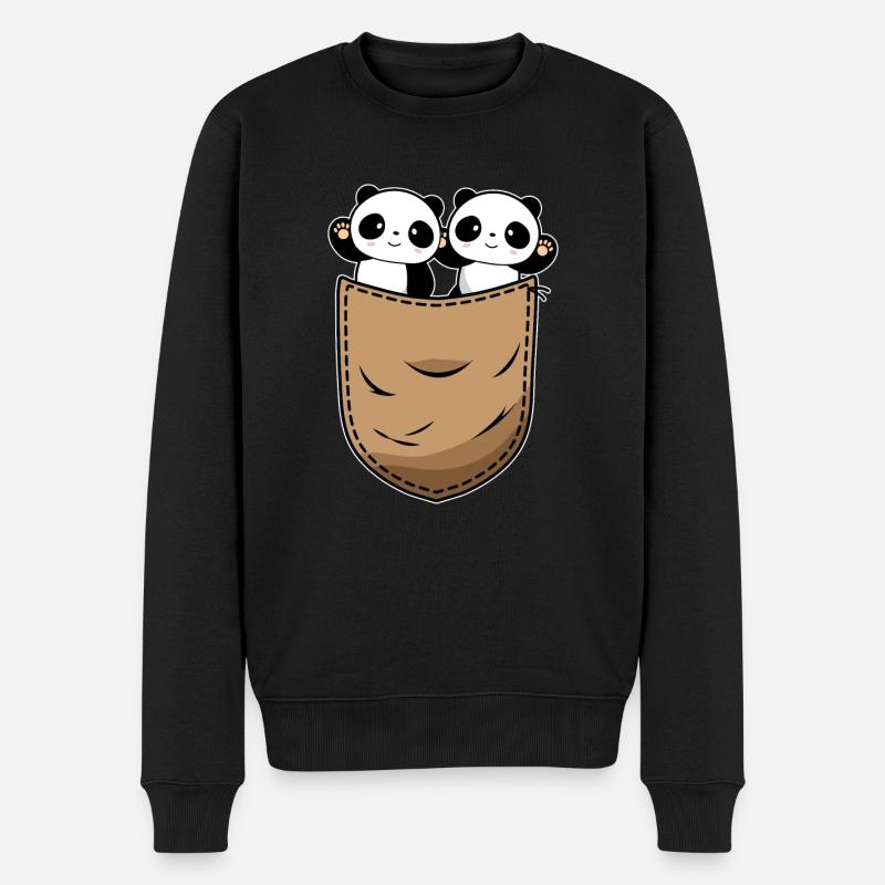 Kawaii Panda Amant - Pull Premium bio Homme - noir