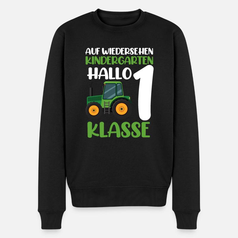 Schulkind Traktor Einschulung Geschenk - Männer Premium Bio Pullover - Schwarz