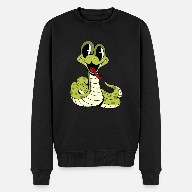 Knuddlige niedliche Schlange - Männer Premium Bio Pullover - Schwarz