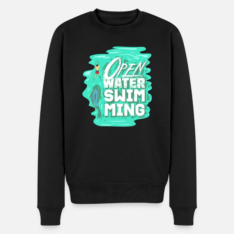 Open Water Schwimmen Geschenk für einen Schwimmer - Männer Premium Bio Pullover - Schwarz