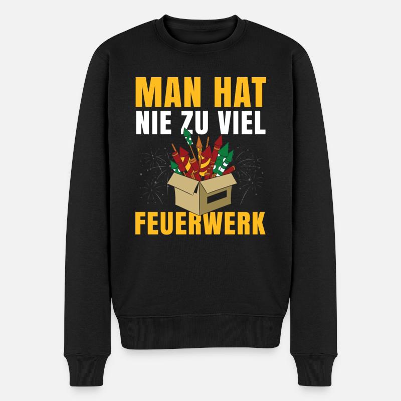 Man hat nie zu viel Feuerwerk - Männer Premium Bio Pullover - Schwarz
