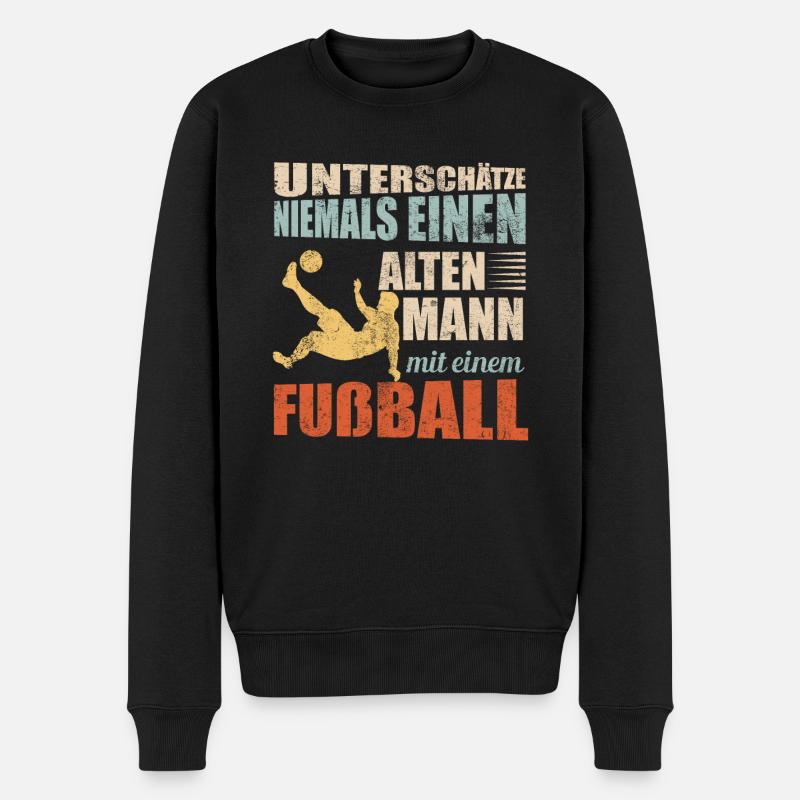 Fußball Fussball alter Mann Retro Geschenk - Männer Premium Bio Pullover - Schwarz