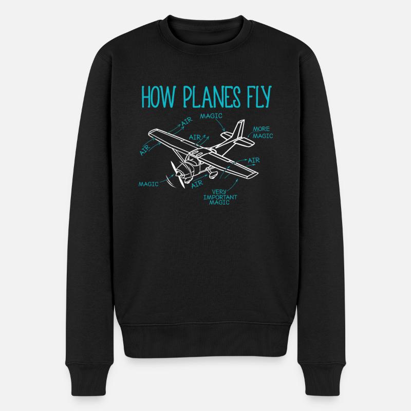How Planes Fly Aircraft Pilot Co-pilot Aviator Air - Männer Premium Bio Pullover - Schwarz