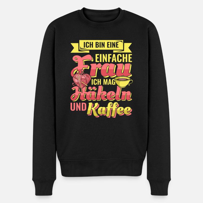 Häkeln Stricken Frau Frauen Oma Geschenkidee - Männer Premium Bio Pullover - Schwarz