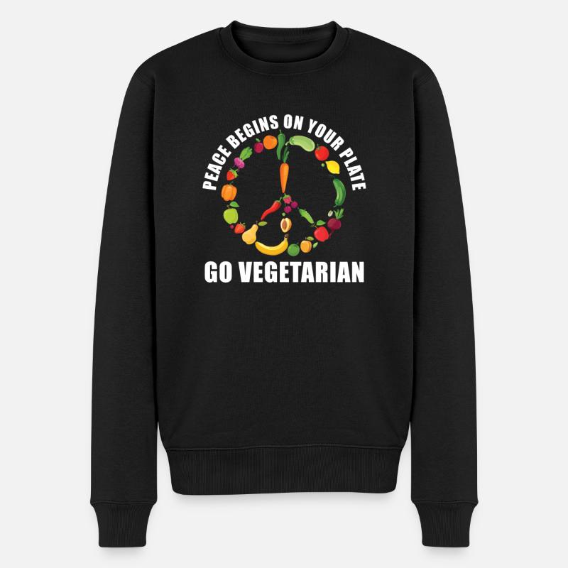 Veggie Gemüse Vegetarisch Vegetarier - Männer Premium Bio Pullover - Schwarz