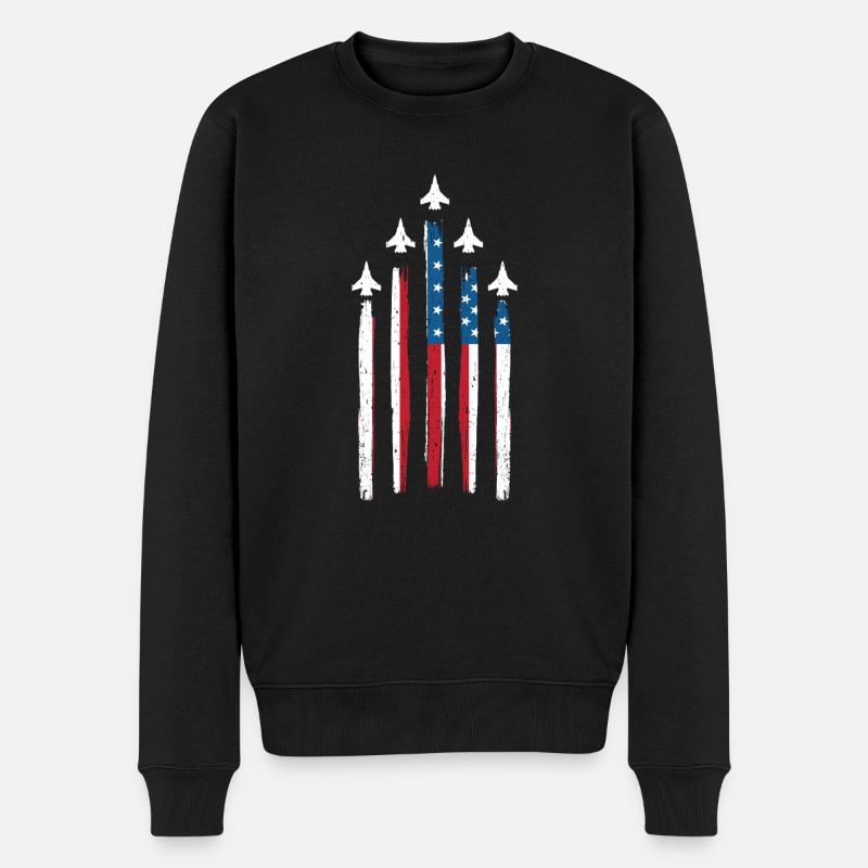 Avion Drapeau américain - Pull Premium bio Homme - noir