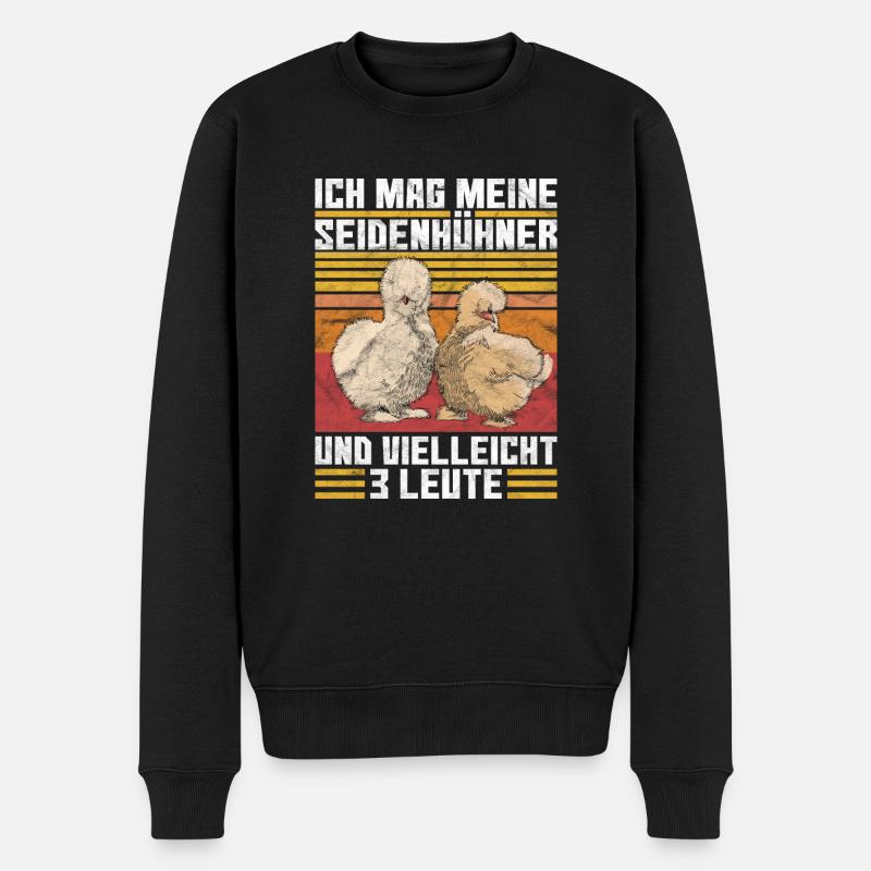 Seidenhuhn Seidenhühner lustiger Spruch - Männer Premium Bio Pullover - Schwarz
