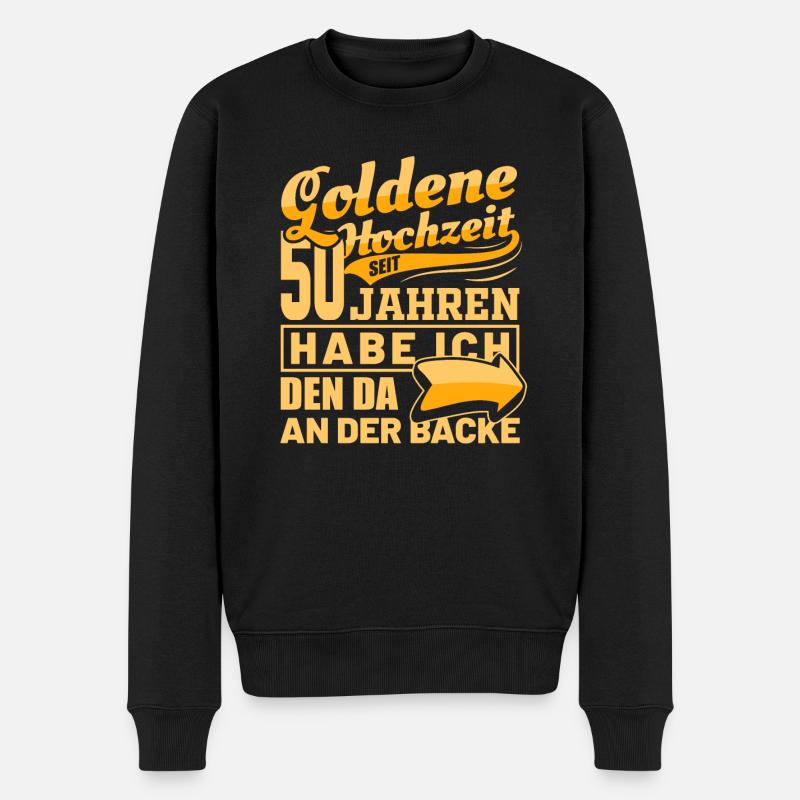 Goldene Hochzeit | Ehefrau Hochzeitstag Geschenk - Männer Premium Bio Pullover - Schwarz
