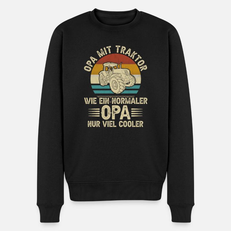 Opa mit Traktor Rentner Traktorfahrer Landwirt - Männer Premium Bio Pullover - Schwarz