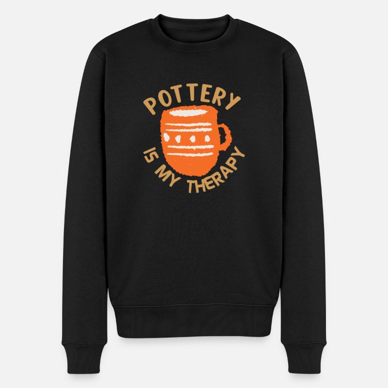 Pottery Ceramics Potter: Pottery is my Therapy - Männer Premium Bio Pullover - Schwarz