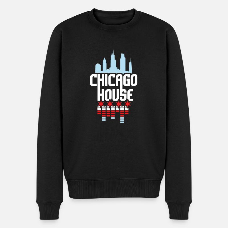 Chicago House Music Vintage DJ - Männer Premium Bio Pullover - Schwarz