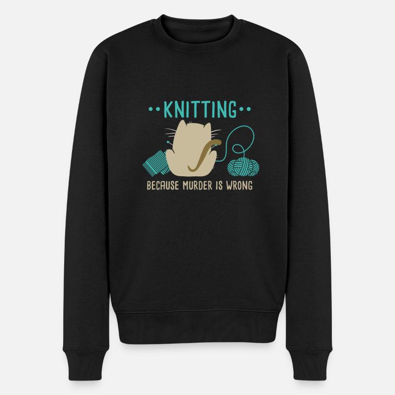 Knitting Because Murder Is Wrong Knitting Lover - Pull Premium bio Homme - noir