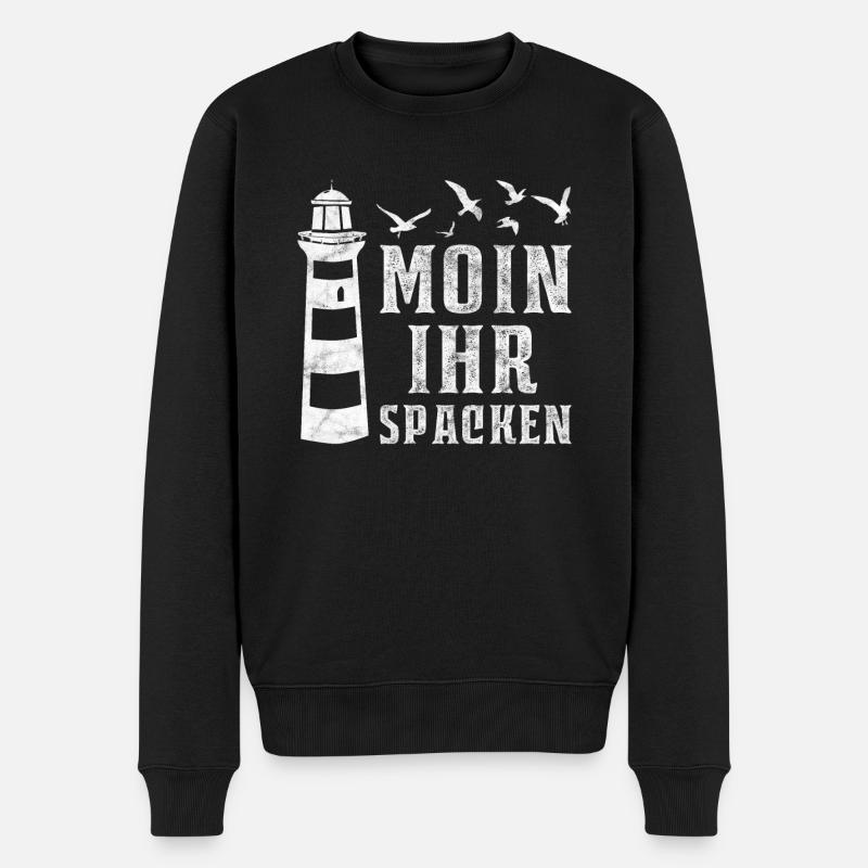 Moin Ihr Spacken - Männer Premium Bio Pullover - Schwarz
