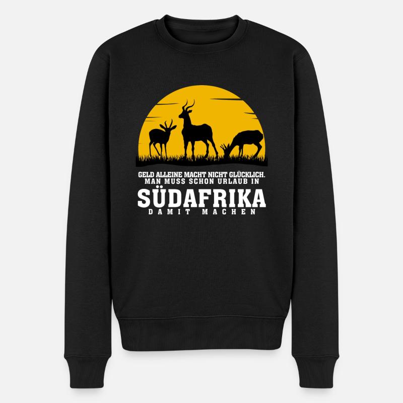 Südafrika Gazellen Sonnenuntergang - Männer Premium Bio Pullover - Schwarz