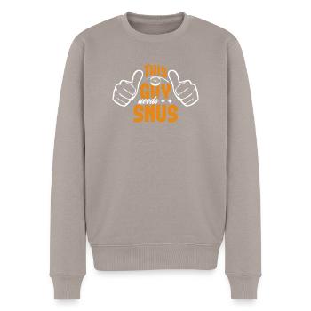 Snus smoke-free non-smoking nicotine anti-smoker - Men's Premium Organic Jumper - taupe - Front - Nico (187cm)