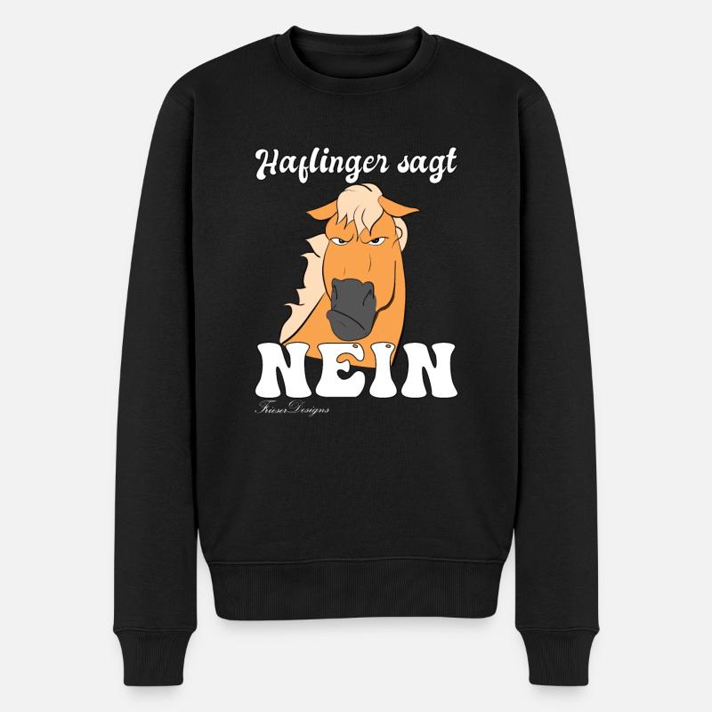 Haflinger sagt Nein schlechte Laune Pferd lustiges - Männer Premium Bio Pullover - Schwarz