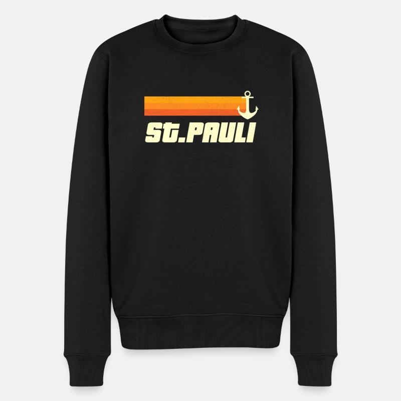 Sankt Pauli Retro St. Pauli Vintage Anker Hamburg - Männer Premium Bio Pullover - Schwarz