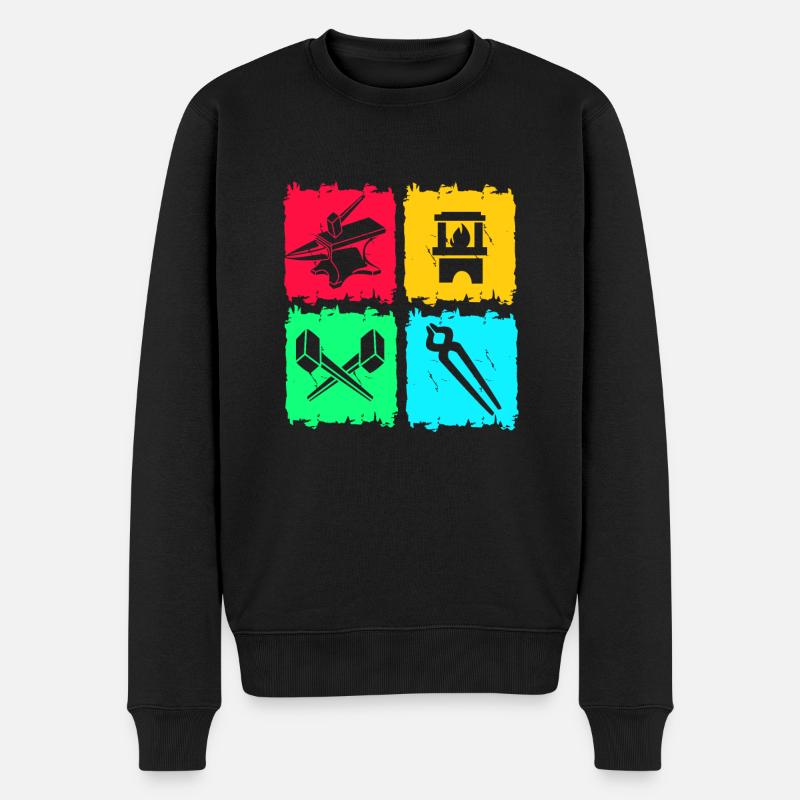 Schmied Amboss - Männer Premium Bio Pullover - Schwarz