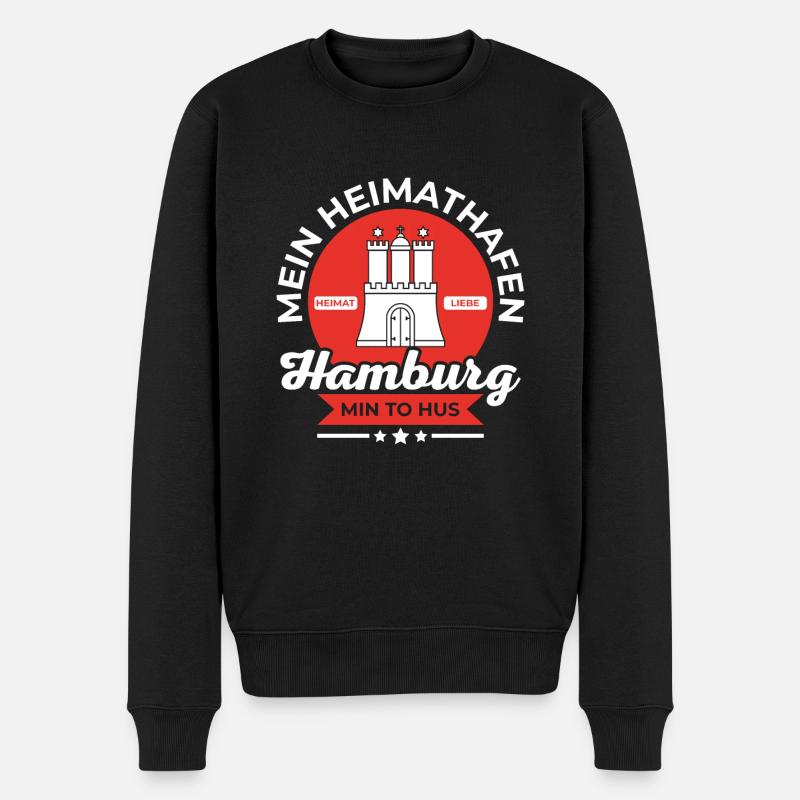 Mein heimathafen hamburg Geschenk Moin Sprüche - Männer Premium Bio Pullover - Schwarz