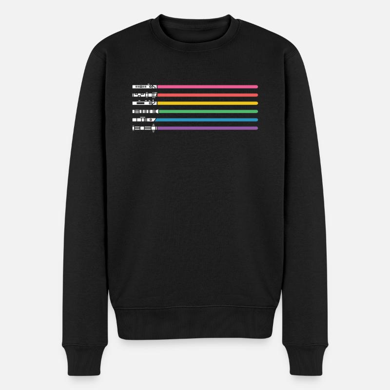 LGBT CSD Gay Pride Regenbogen Lichtschwert - Männer Premium Bio Pullover - Schwarz