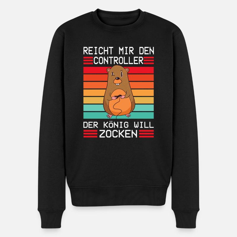 Herren Gamer Der König Will Zocken Geschenk Shirt - Männer Premium Bio Pullover - Schwarz