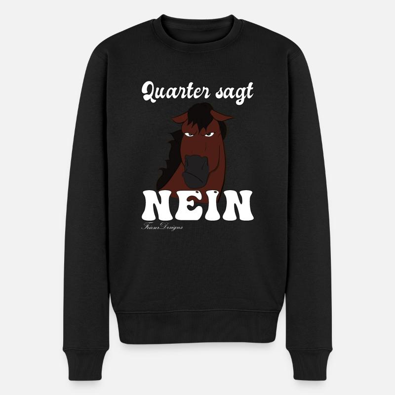 Quarter sagt Nein, lustiges und süßes comic Pferde - Männer Premium Bio Pullover - Schwarz