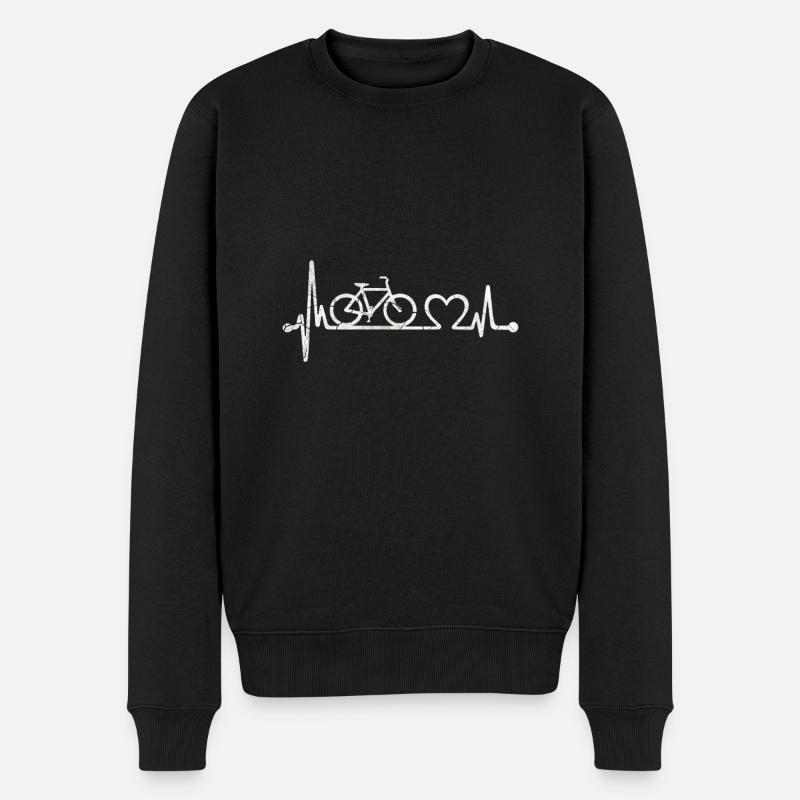 Herzschlag-Fahrrad - Männer Premium Bio Pullover - Schwarz