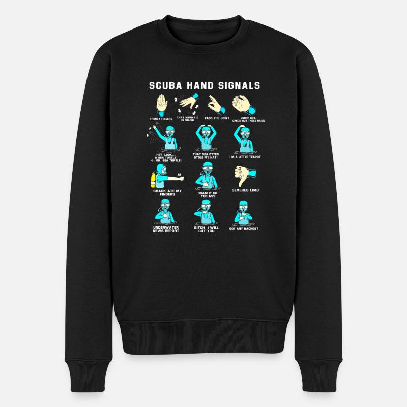 Plongeur Main Signe Scuba Diving - Pull Premium bio Homme - noir