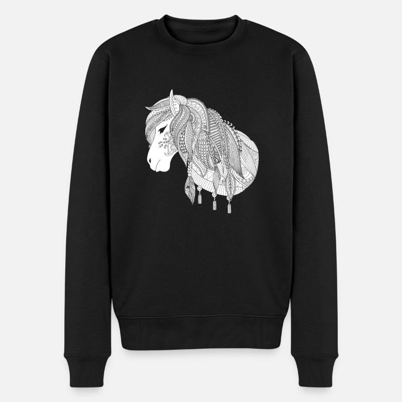 Pferd zum Ausmalen & Bemalen Kinder Geschenk - Männer Premium Bio Pullover - Schwarz