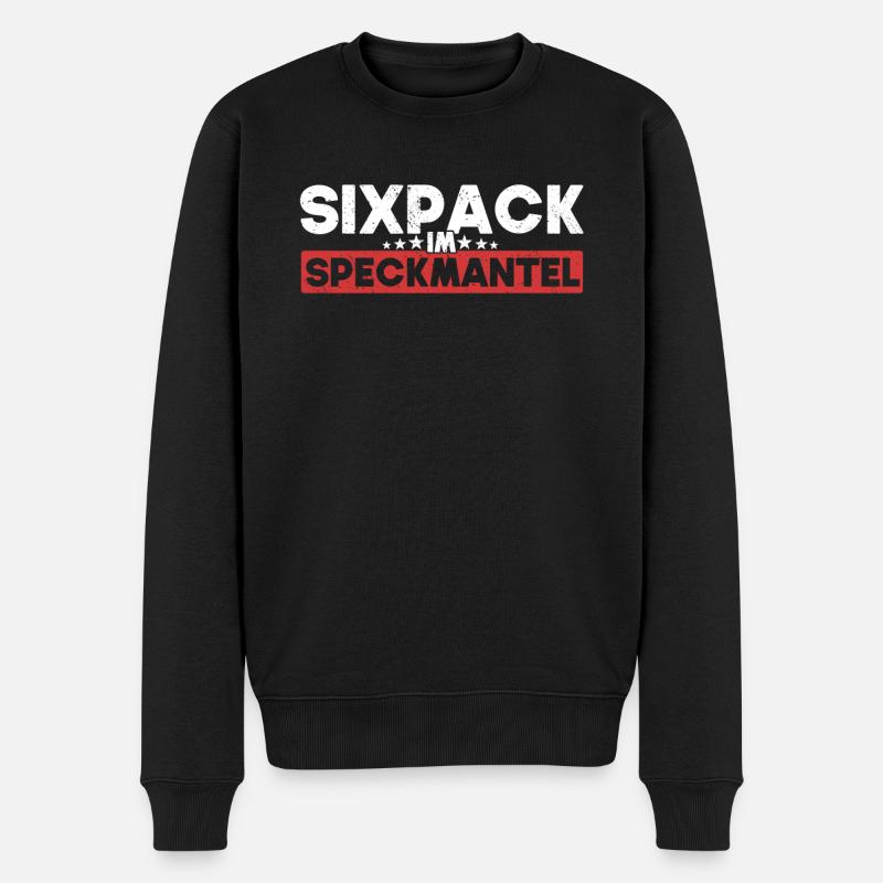 Sixpack im Speckmantel Sportmuffel Sportverweigern - Männer Premium Bio Pullover - Schwarz