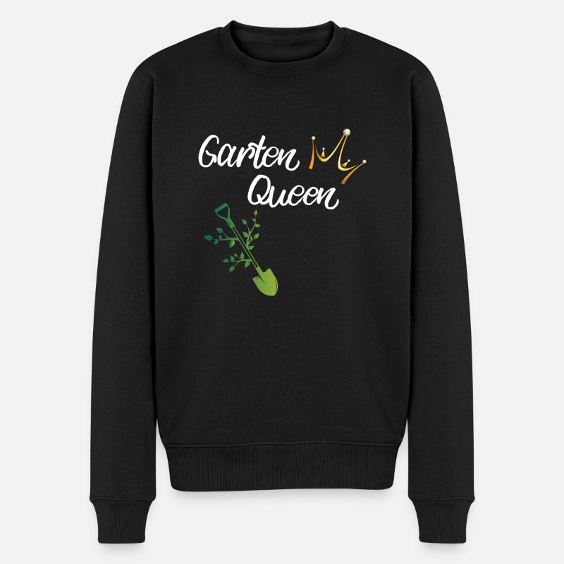 Damen Garten Queen - Männer Premium Bio Pullover - Schwarz