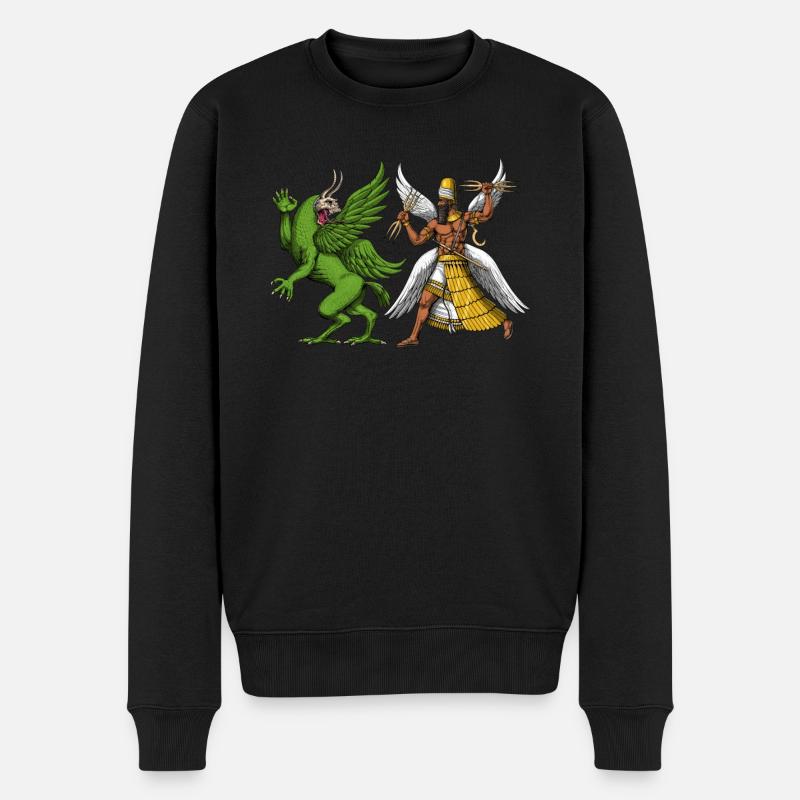 Tiamat und Marduk Sumerian Mythologie - Männer Premium Bio Pullover - Schwarz