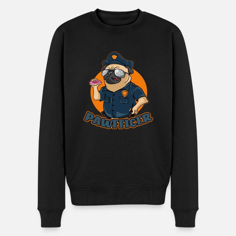 Pawfficer Le donut chien policier - Pull Premium bio Homme - noir