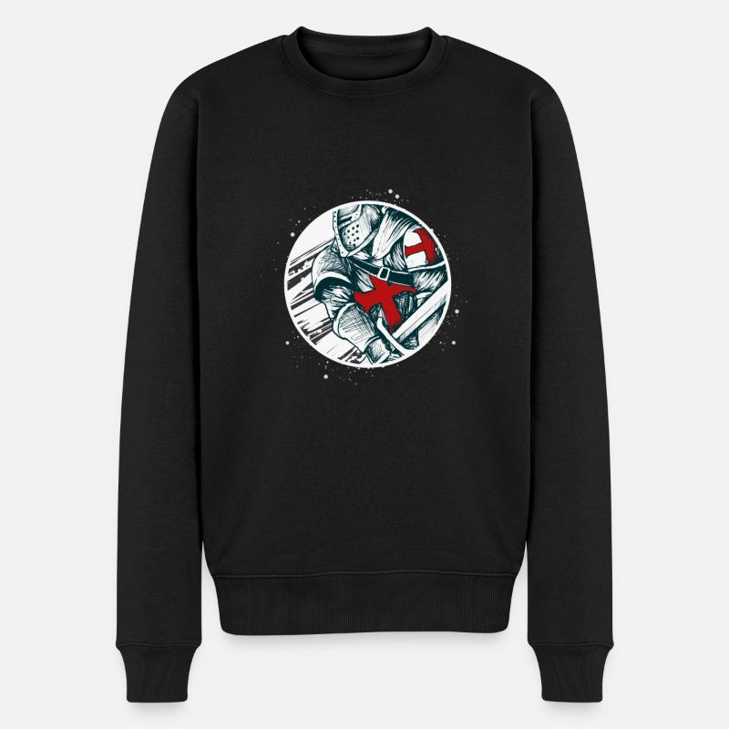 Templerkriegerritter - Männer Premium Bio Pullover - Schwarz