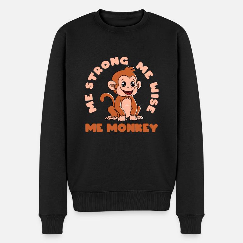 Me strong Me Wise Me Monkey - Pull Premium bio Homme - noir