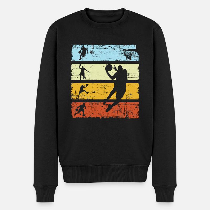 Vintage Retro Basketball Basketballer Geschenk - Männer Premium Bio Pullover - Schwarz